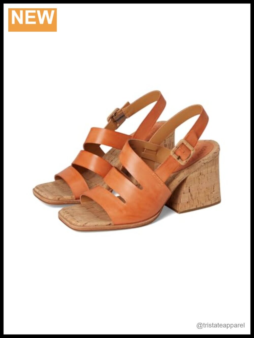 KORK-EASE Cate Leather Block Heel Sandals Adjustable Ankle Strap